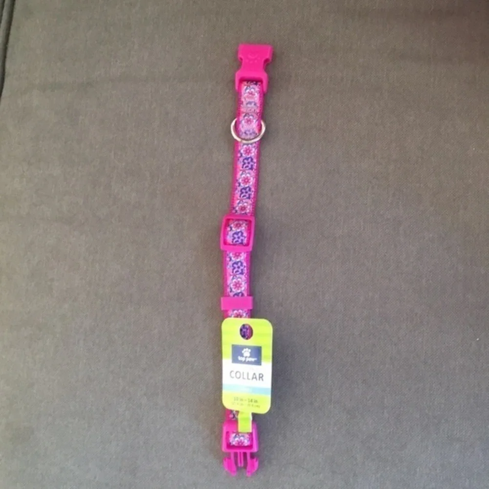 TOP‎ PAW pink flowered dog collar